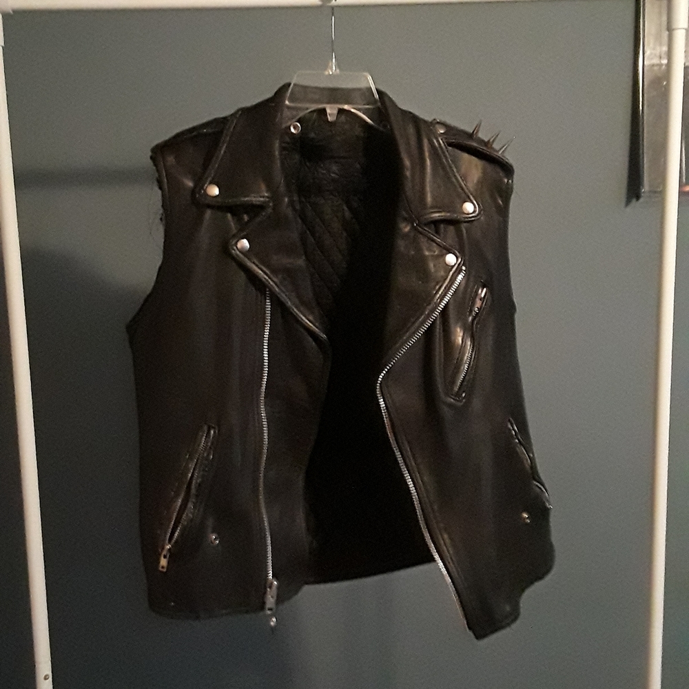 Biker leather vest